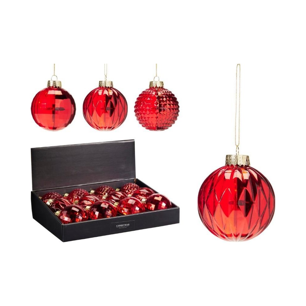 SFERA VETRO PENDENTE ROSSO D.8 3 ASSORTITI